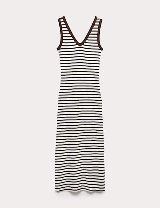 Cotton Rich V-Neck Midi Column Dress