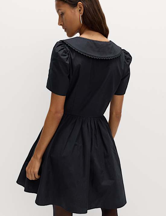 Pure Cotton Peter Pan Collar Mini Smock Dress