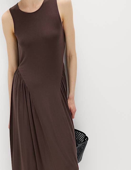 Lyocell Rich Dropped Waist Midi Dress