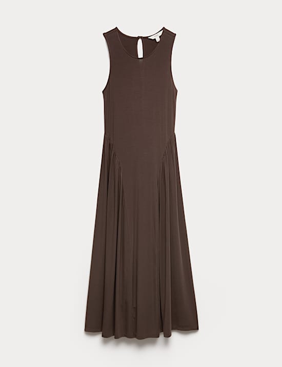 Lyocell Rich Dropped Waist Midi Dress