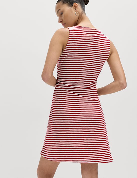 Cotton Rich Striped Mini Column Dress