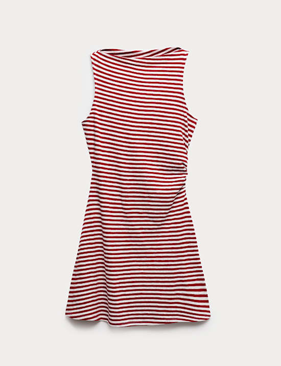 Cotton Rich Striped Mini Column Dress