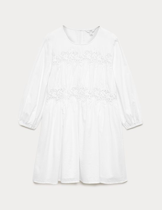 Pure Cotton Lace Mini Waisted Dress