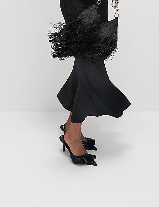 Textured Round Neck Midi Column Dress