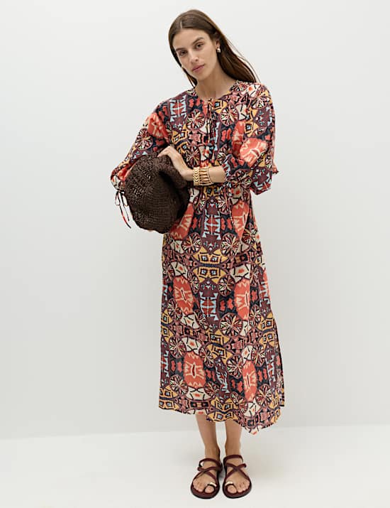 Pure Cotton Printed Midaxi Kaftan Dress