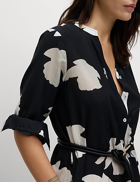 Lyocell Rich Printed Midi Relaxed Dress