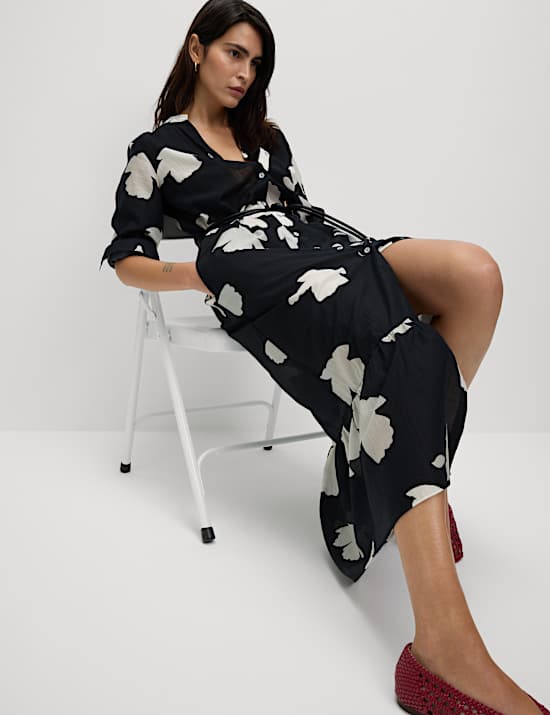 Lyocell Rich Printed Midi Relaxed Dress