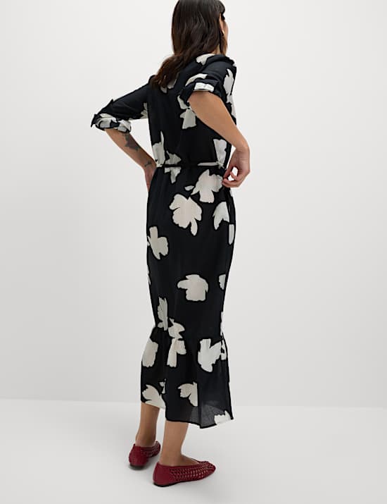 Lyocell Rich Printed Midi Relaxed Dress