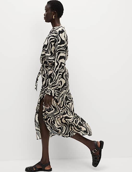 Lyocell Rich Printed Midi Relaxed Dress