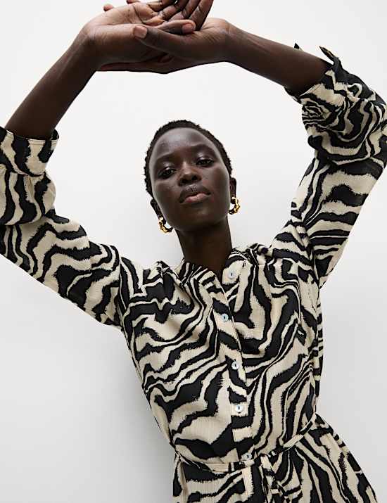 Lyocell Rich Printed Midi Relaxed Dress