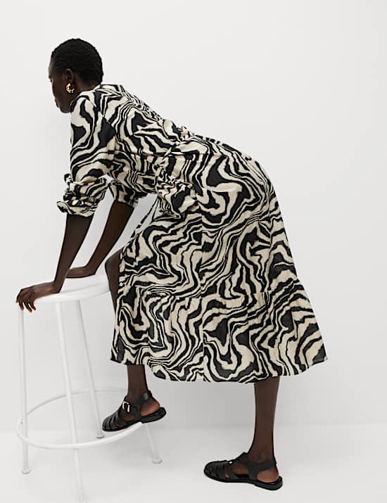 Lyocell Rich Printed Midi Relaxed Dress