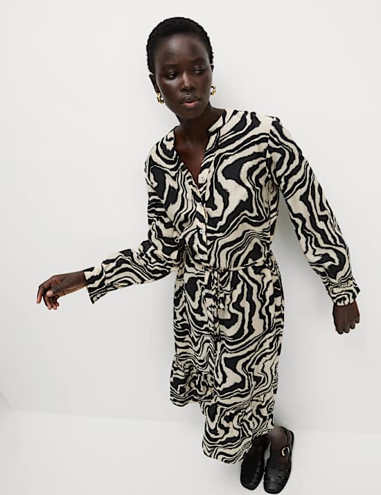 Lyocell Rich Printed Midi Relaxed Dress