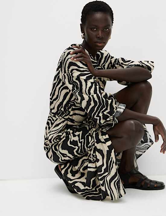 Lyocell Rich Printed Midi Relaxed Dress