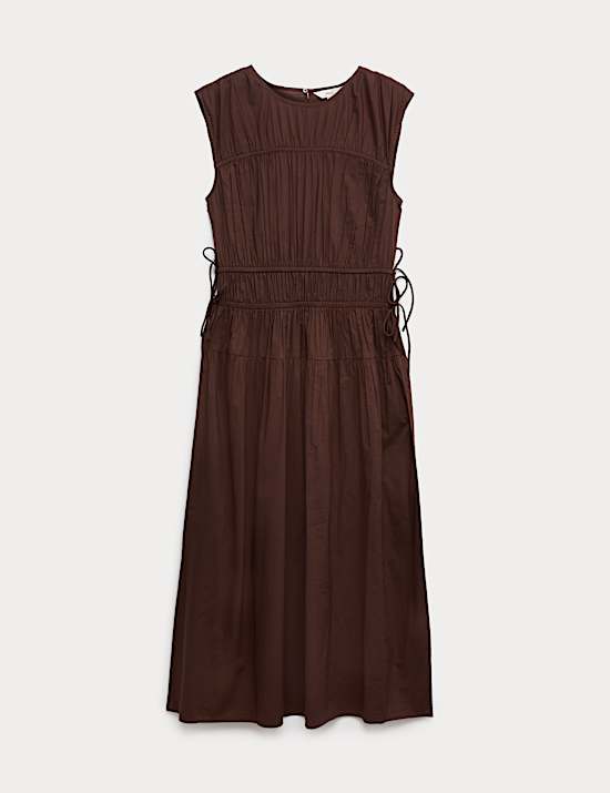 Pure Cotton Midi Waisted Dress