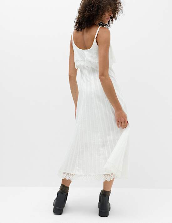 Pure Cotton Jacquard Midi Slip Dress