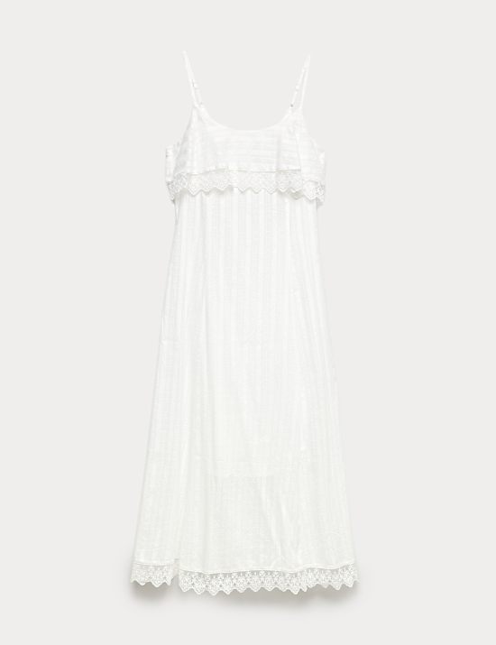 Pure Cotton Jacquard Midi Slip Dress