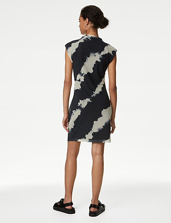 Mesh Jersey Printed Mini Dress