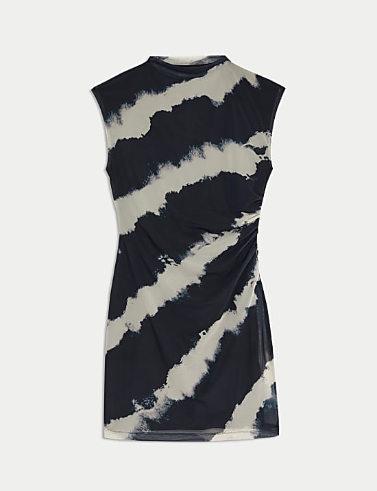 Mesh Jersey Printed Mini Dress