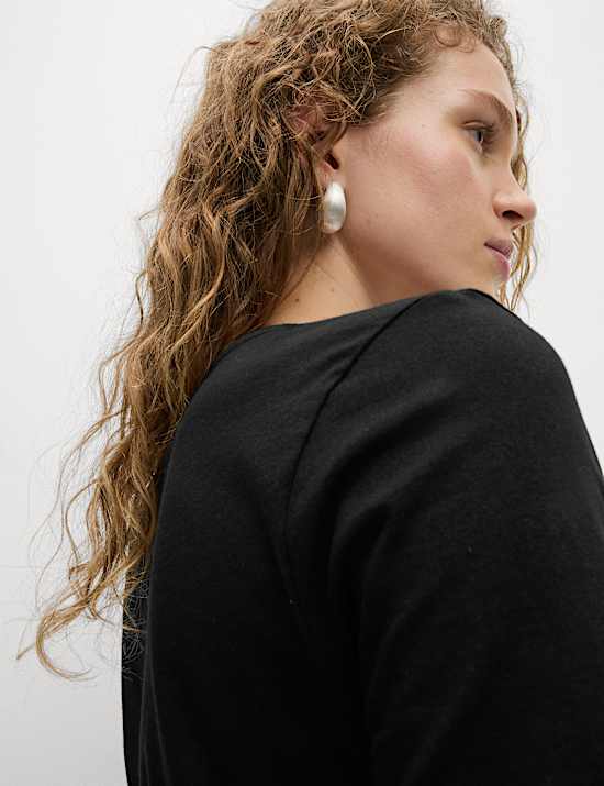 Pure Cotton Shirred Midi Waisted Dress