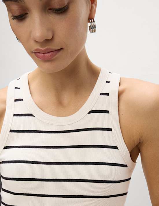 Cotton Rich Striped Midi Column Dress