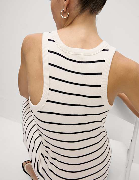 Cotton Rich Striped Midi Column Dress