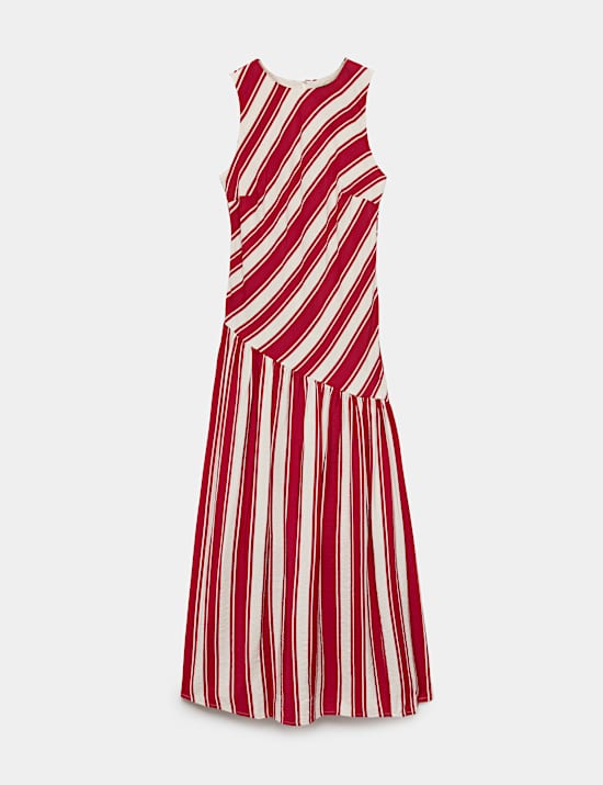 Striped Midaxi Drop Waist Dress