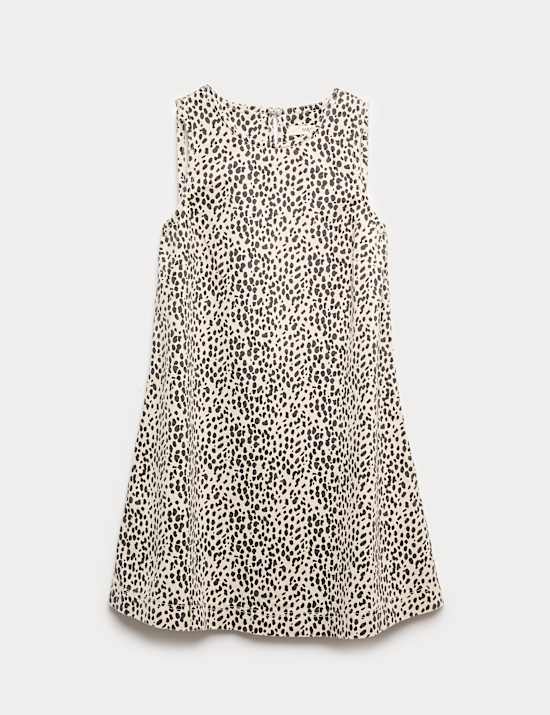 Denim Animal Print Mini Swing Dress