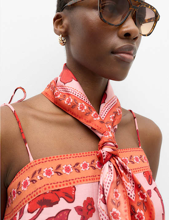 Floral Tie Detail Mini Shift Dress