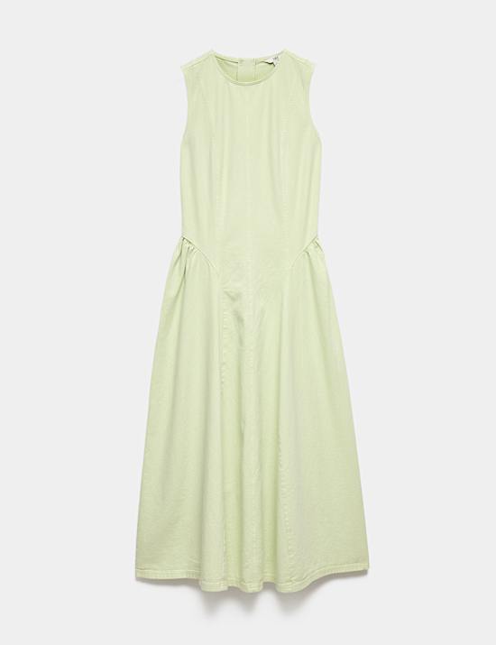 Denim Maxi Drop Waist Dress