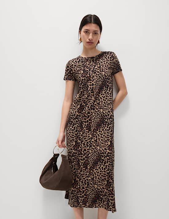 Sukienka koszulowa midi z nadrukiem ze 100% bawełny