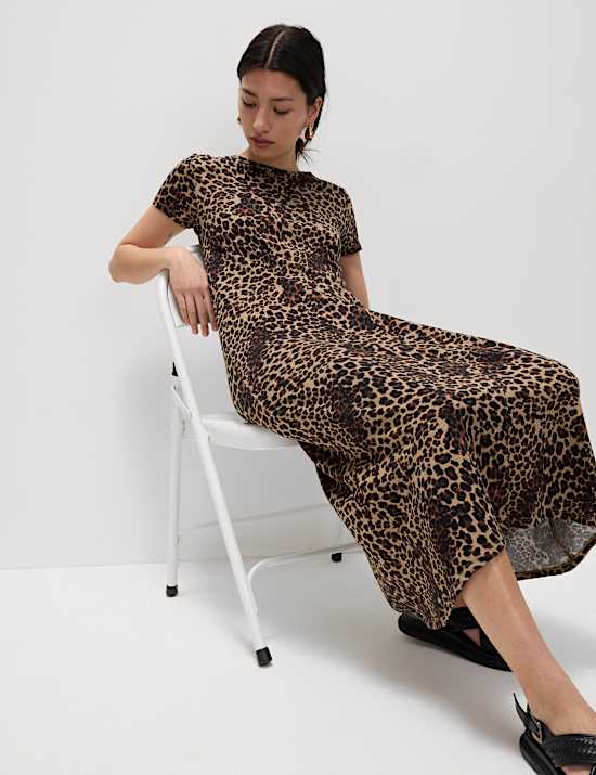 Sukienka koszulowa midi z nadrukiem ze 100% bawełny