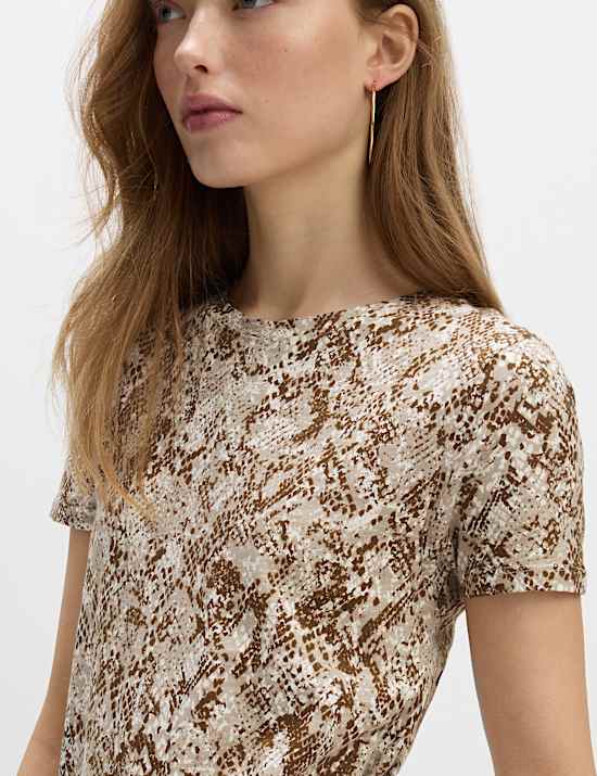 Pure Cotton Printed Midi T-Shirt Dress