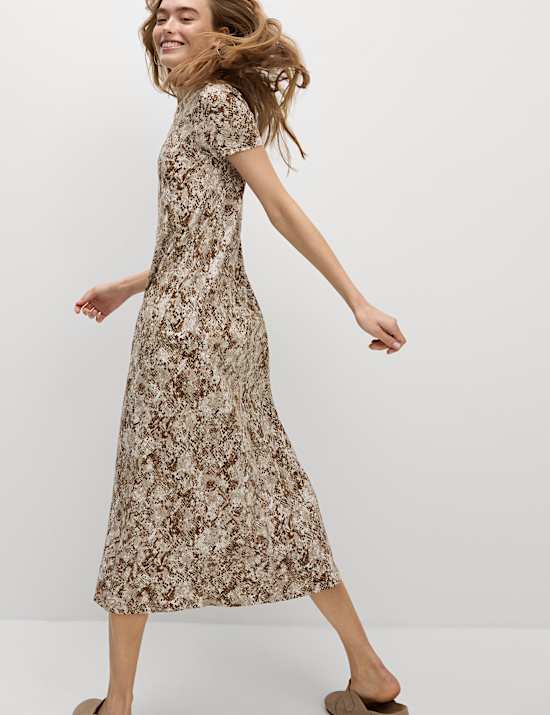 Pure Cotton Printed Midi T-Shirt Dress