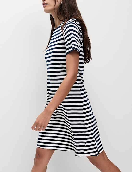 Pure Cotton Striped Mini T-Shirt Dress