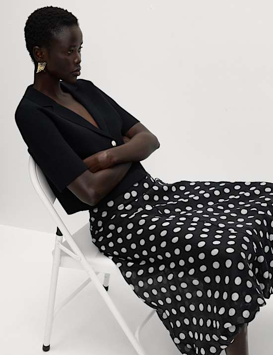 Lyocell Rich Polka Dot Midaxi A-Line Skirt