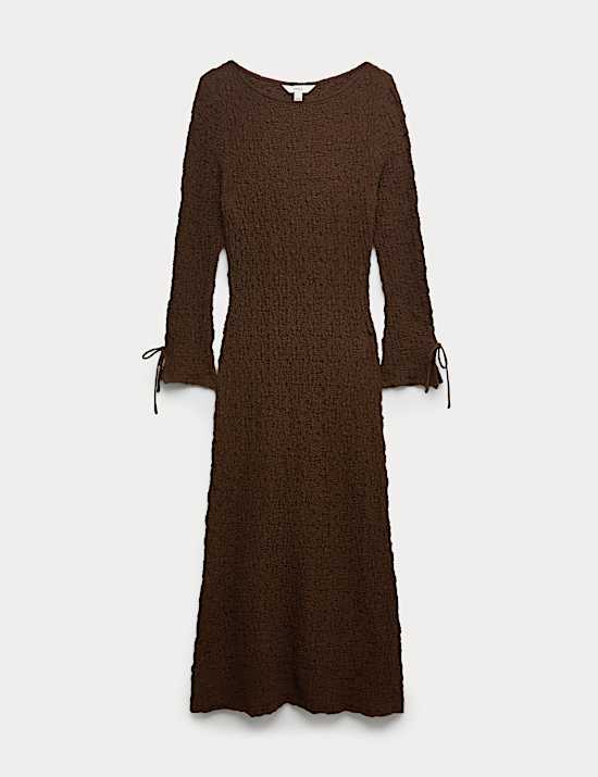 Cotton Rich Textured Midi Column Dress