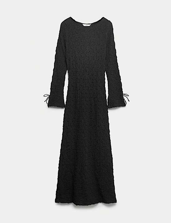 Cotton Rich Textured Midi Column Dress