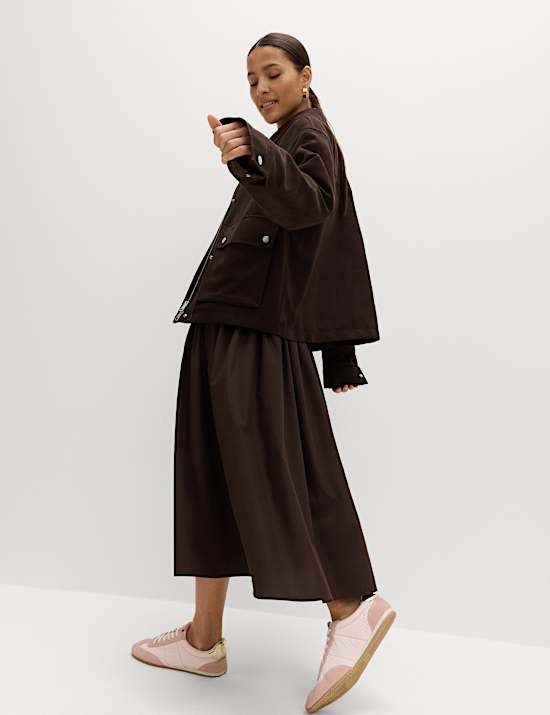 Jersey Ribbed Midi Drop Waist Dress