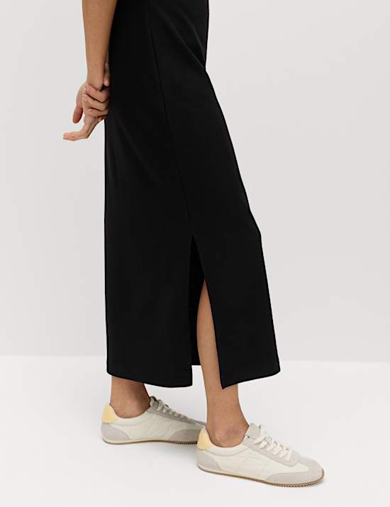 Jersey Ribbed Midi T-Shirt Dress