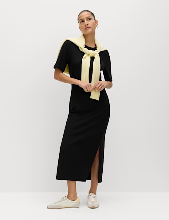 Jersey Ribbed Midi T-Shirt Dress