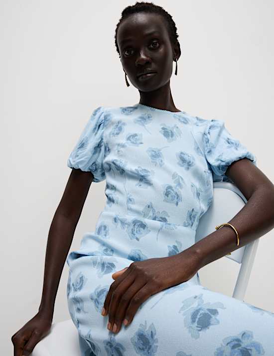 Floral Round Neck Midaxi Tea Dress