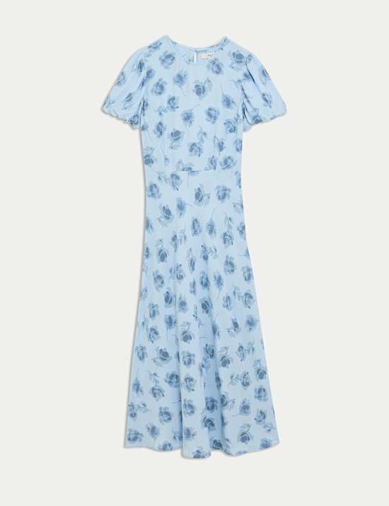 Floral Round Neck Midaxi Tea Dress