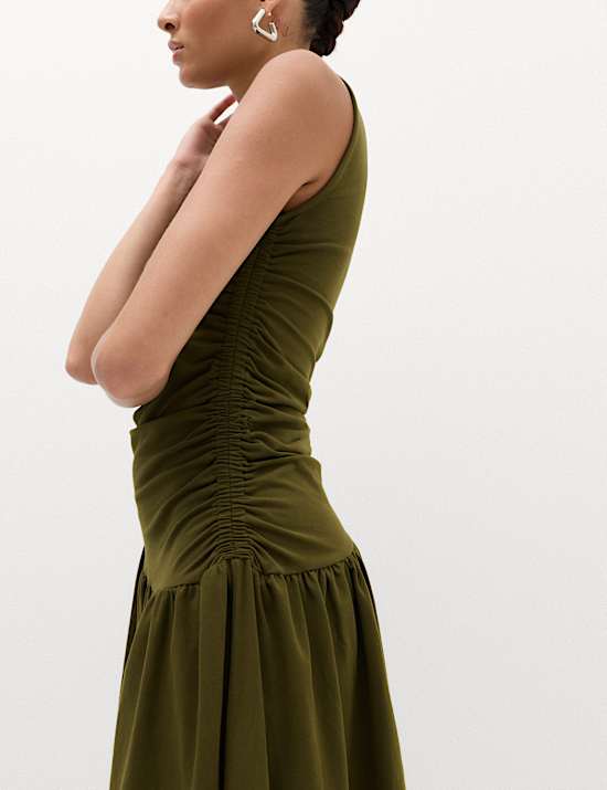 Jersey Ruched Midaxi Drop Waist Dress
