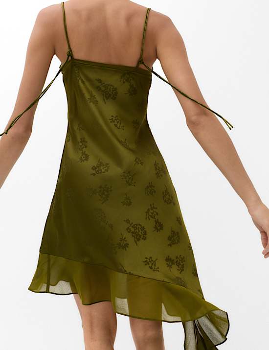 Satin Jacquard Mini Slip Dress