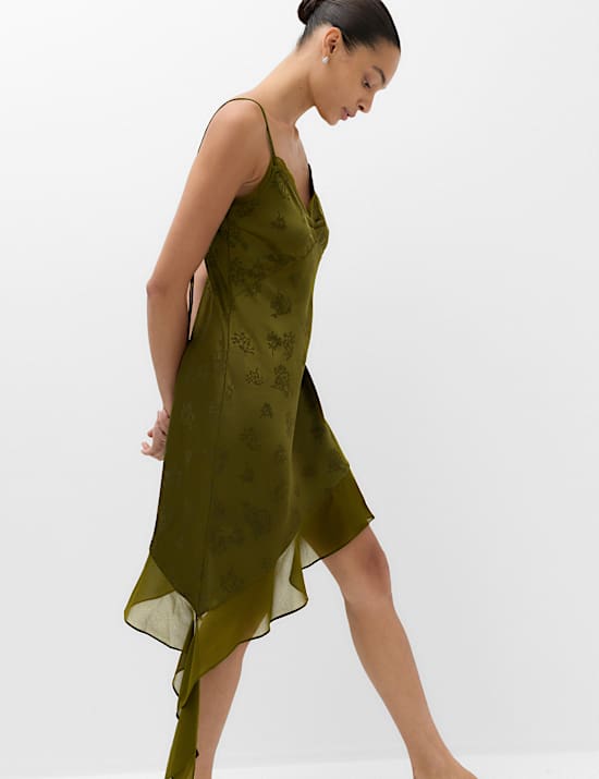 Satin Jacquard Mini Slip Dress