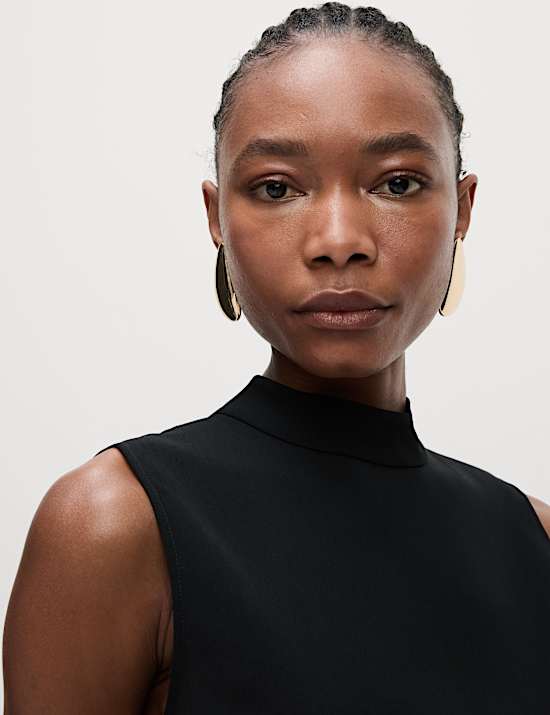 High Neck Mini Shift Dress