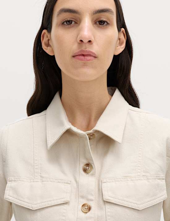 Denim Button Through Mini Utility Dress