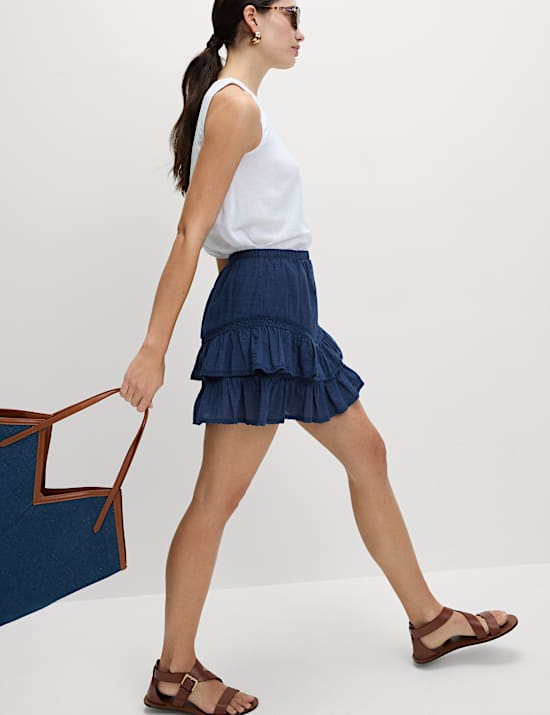 Bestickter Minirock aus reiner Baumwolle