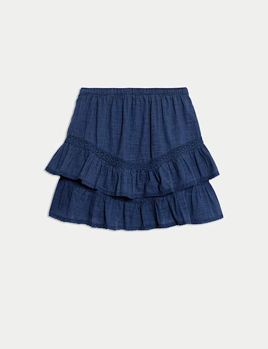 Bestickter Minirock aus reiner Baumwolle