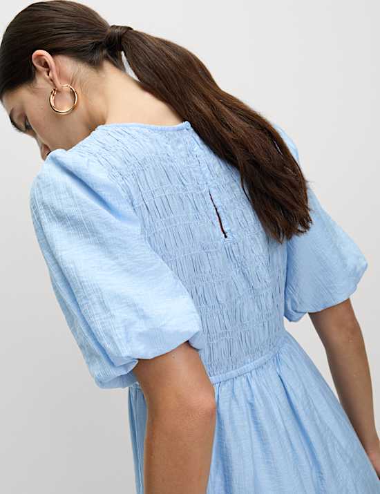 Lyocell Rich Textured Midi Waisted Dress